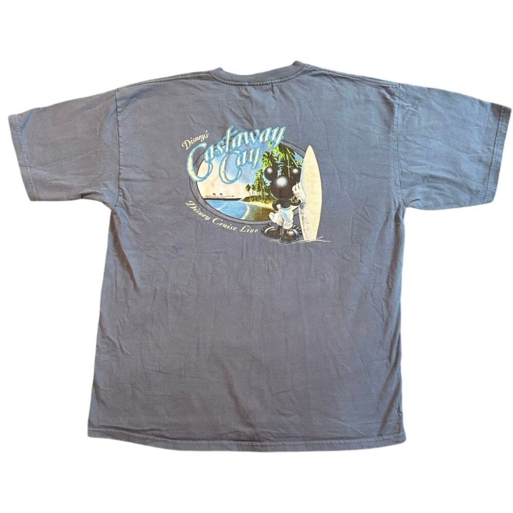 Vintage Y2K Disney Cruise Line Castaway Cay Mickey T Shirt Blue Mens XL Graphic